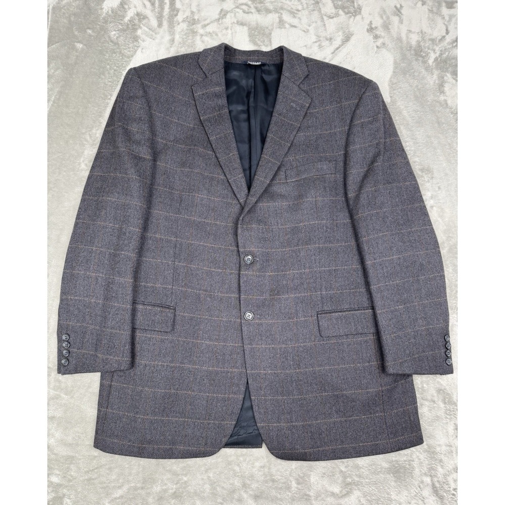 Vintage Botany Blazer Jacket Mens 44 R Sport Coat Windowpane Plaid Lambswool 90s